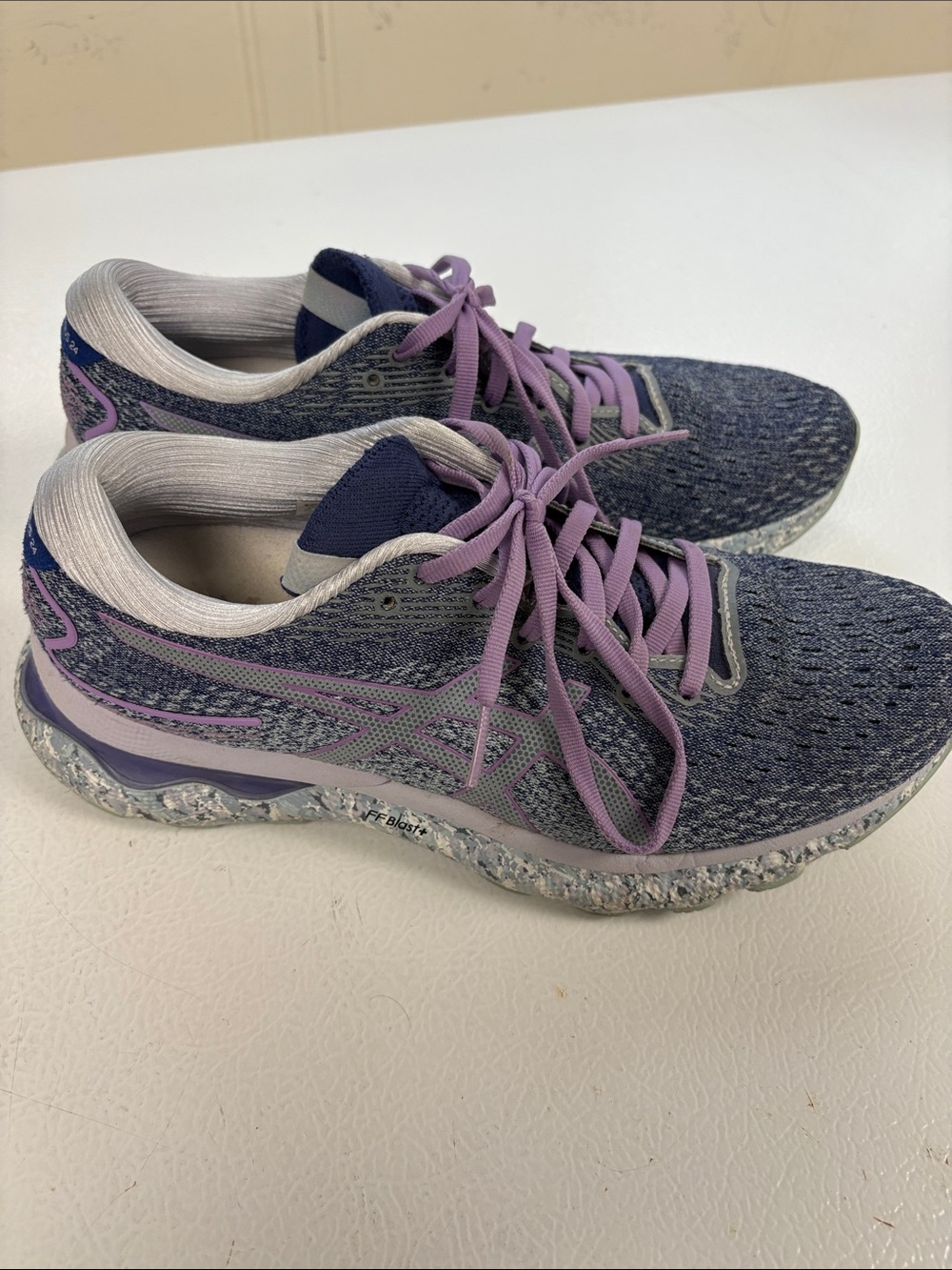 Asics Navy and Lavender Women's Running Sneakers
